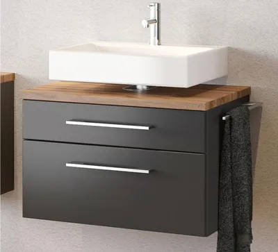 Produktbild von Waschbeckenunterschrank Badschrank Unterschrank Schrank Badmöbel "Davos I" Graphit/Grau-Matt