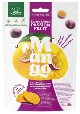 Produktbild von Sunshine Delights Fruit Fusion Sweet & Sour Passion Fruit Mango 100g