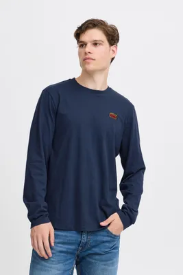 Produktbild von Blend BHTee Herren Longsleeve Langarmshirt Shirt mit Rundhals Stickerei 100% Baumwolle Regular fit