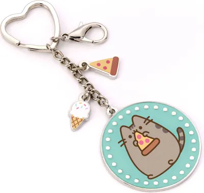 Immagine prodotto di Breloczek Pusheen z Niebieską Pizzą i Sercem na Klucze