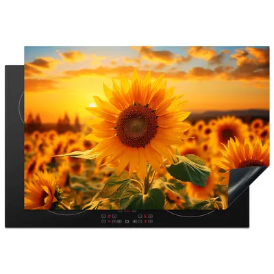 Produktbild von KitchenYeah© Herdabdeckplatte Sonnenblume - Blumen - Gelb , 78x52cm, Küche Deko, Glaskeramikkochfeld Herdabdeckung, Abdeckplatte fùr Kochfeld
