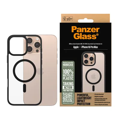 Image de PanzerGlass ® HardCase Transparent avec MagSafe noir et cadre iPhone 16 Pro Max