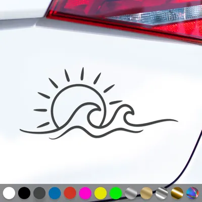 Produktbild von PantherPixel Strand Meer Aufkleber Sonnenschein Camping Sonne Sticker Auto Geschenkidee Farbe Dunkelgrau