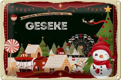 Produktbild von Blechschild Weihnachten Grüße aus GESEKE 30x20cm