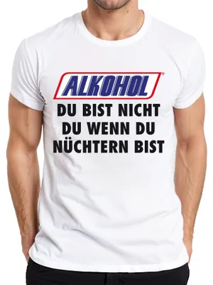 Imagen del producto de Camiseta para hombre, blanca, talla XXL. Diseño: "El alcohol: cuando estás sobrio, no eres tú mismo. Fiesta. Cerveza."
