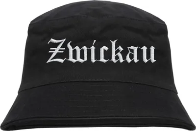 Produktbild von Zwickau Fischerhut - Altdeutsch - bestickt -  Bucket Hat Anglerhut Hut Schwarz S/M