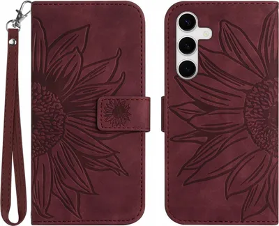 Produktbild von Samsung Galaxy S25 FE Hülle - Coverup Sonnenblume Klapphülle mit Schlüsselband - Bordeaux