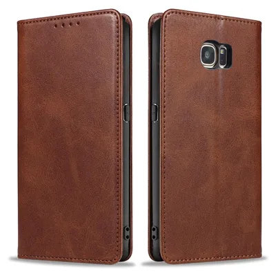 Produktbild von Handyhülle für Samsung Galaxy S7 Edge Kunstleder Flip Cover Hülle Klapphülle Case Kartenfach Farbe: Dunkelbraun