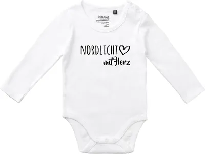 Produktbild von Huuraa Baby Body Nordlicht mit Herz 74 White  Baumwolle Fairtrade Langarmbody Geschenkidee