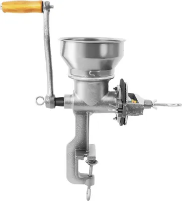 Produktbild von Manuelle Getreidemühle - Handkurbel Mühle - Einstellbarer Mahlgrad - Kaffeemühle für Mais und Weizen - Metallgehäuse - Silber
