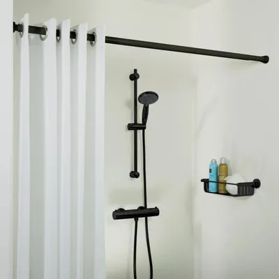 Obrázok produktu pre Teleskopická tyč na sprchový záves Sealskin 125-220 cm čierna