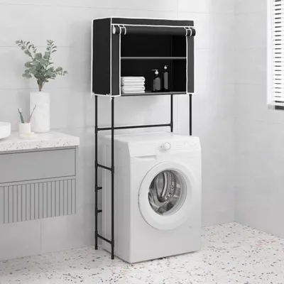 Produktbild von Waschmaschinenregal mit 2 Ablagen in Schwarz, 71x29,5x170,5 cm aus Eisen