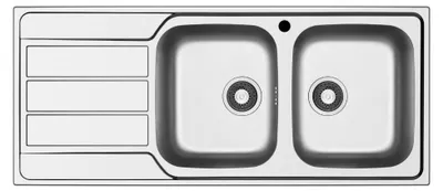 Immagine prodotto di Lavello da incasso Tirreno116 in acciaio inox 2 vasche e gocciolatoio sinistro 116x50