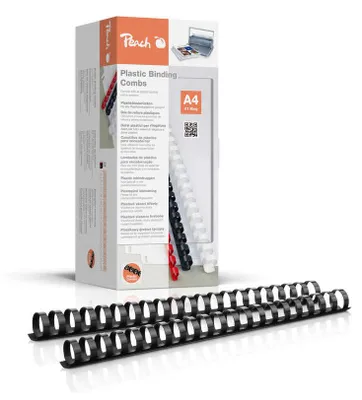 Produktbild von 50x Kunststoff-Binderücken 22mm, bis max. 210 Blatt, Schwarz