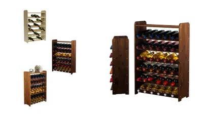 Produktbild von MODO24 Weinregal aus Holz, Flaschenregal, Massivholz Kiefer, 36 Flaschen, 63x87x25 cm, Weinständer, Stehend Weinschrank, Kellerregal, Braun, RW31