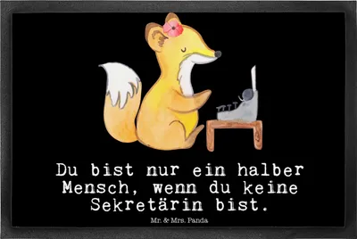 Produktbild von Mr. & Mrs. Panda fußmatte Sekretärin Herz 40 x 60 cm - Schwarz - Geschenk, Schmutzfangmatte, Schuhabstreifer, Gummimatte, Schmutzmatte, Bodenvorleger