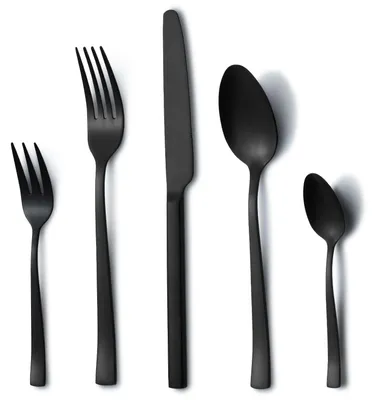 Produktbild von 30-teiliges Schwarzes Besteckset für 6 Personen aus Edelstahl