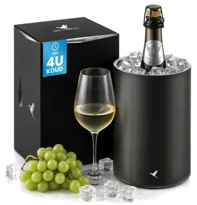 Flaschenkühler aus Edelstahl, doppelwandig, schwarz, 1 Liter
