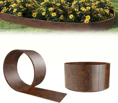 Immagine prodotto di QEENTOE, bordatura per aiuole in metallo, lunghezza 20 metri, ideale per bordi di aiuole, fioriere, aiuole rialzate e per delimitare il prato. Altezza 15 cm, realizzata in acciaio corten
