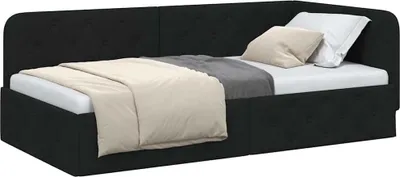 Zdjęcie produktu dla Rama łóżka narożnego Czarny 90 x 200 cm tkanina