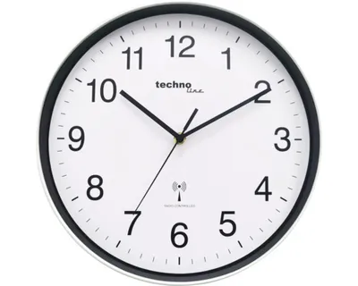 Produktbild von Wanduhr Funk Kunststoff schwarz weiß Ø 30 cm