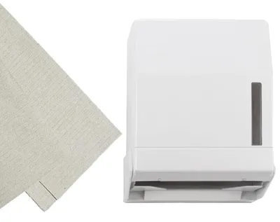 Produktbild von 1x Falthandtuch-Spender abschliessbar weiß inkl. 500 Blatt Falthandtuch 25x23cm