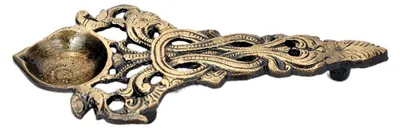 Messing-Diya-Öllampe, handgefertigt, 9x2x20 cm, 240 g