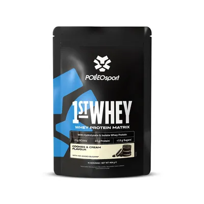 Produktbild von Polleo 1st Whey, 454 g - Cookies & Cream
