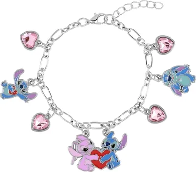 A bracelet with Stitch and Angel charms.