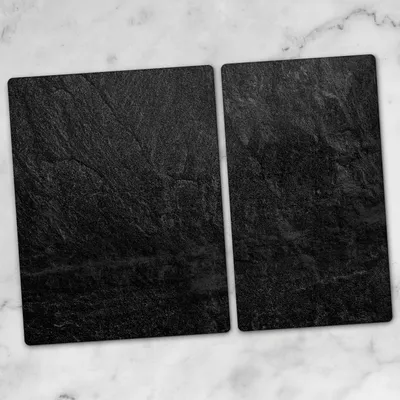 Produktbild von Glas-Herdabdeckplatten Glaskeramikkochfeld-Abdeckung Spritzschutz Glas 70x52 schwarzer Stein