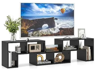 Image de FANTASK, table basse en bois, 3 pièces, combinaison libre, meuble TV pour téléviseurs