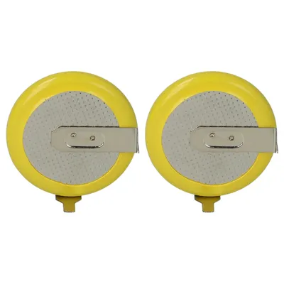 Two coin cell batteries with metal contacts, presented against a white background.