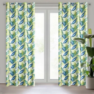 Produktbild von Vorhang BONNIE weiß grün 140x250 cm  Ösen Ösenvorhang