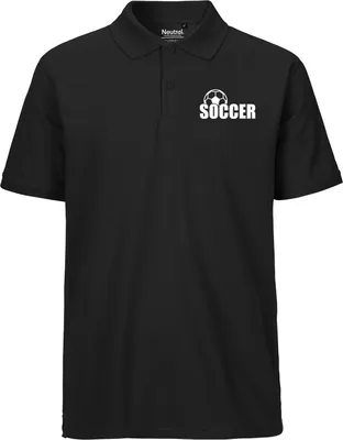 Produktbild von Huuraa Herren Polo Shirt Soccer Ball XXL Black Bio Baumwolle Fairtrade Poloshirt Geschenkidee