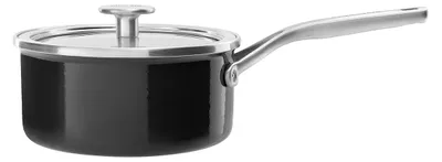 Produktbild von Stielkasserolle Induktion Topf Emaille Kasserolle Deckel Schwarz KITCHENAID 2,4l