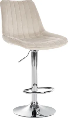 Obrázok produktu pre Moderná barová stolička SAMT - zamat, ergonomický komfort, otočná o 360° | farba: krémová | farba podnože: chróm