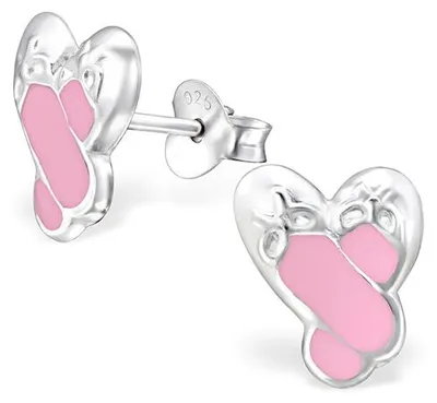 Produktbild von Kinderohrstecker: Mädchen Ohrringe Silber „rosa Ballerinas / Ballettschuhe“