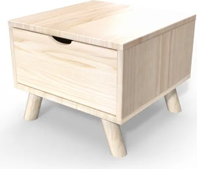 Produktbild von Skandinavischer Nachttisch aus Massivholz Viking mit Schublade - Naturlack