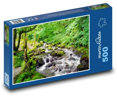 Produktbild von Puzzle 500 Wasserfall im grünen Wald - martinpuzzle