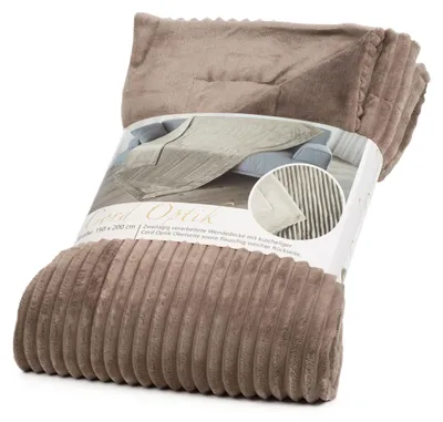 Produktbild von GÖZZE Cord Wohndecke kuschelige Mikrofaser-Wendedecke in Cordoptik mit samtweicher Rückseite Taupe 150 x 200 cm