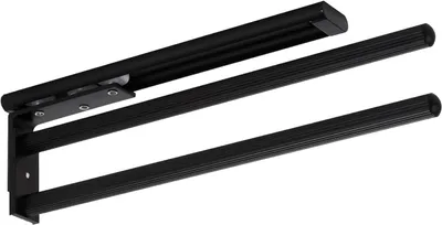 Produktbild von Handtuchhalter & -haken SOTECH Aluminium-Handtuchhalter TED 2-Arm Schwarz Matt (325-487 mm, ausziehbar, drehbar), Teleskop-Wandhandtuchhalter für Bad