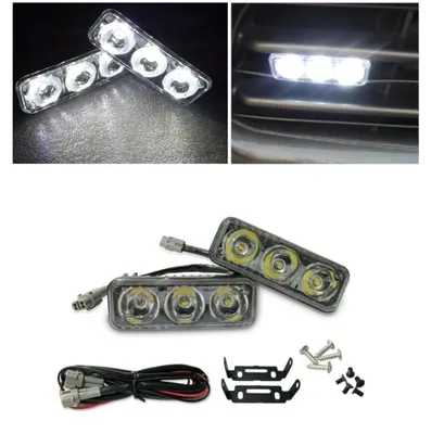 Zdjęcie produktu dla Kompletny zestaw przednich, wydajnych świateł do jazdy dziennej z 3 diodami LED, 12 V, 3 W, NOWY
