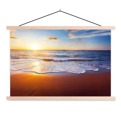 Produktbild von MuchoWow® Textilposter Strand - Meer - Sonne - Horizont 60x40 cm mit holzfarbenen Rahmen - Bilder