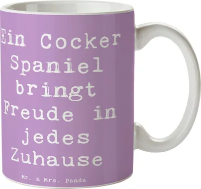 Produktbild von Mr. & Mrs. Panda Becher Spruch Cocker Spaniel Freude - Lavendeltraum - Geschenk, Hundeliebhaber, Hunderassen Pflege, Kaffeetasse, Glück, Tasse, Kaffeepott, Hund, Liebe