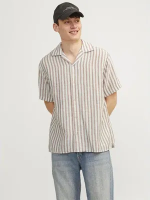 Produktbild von Jack & Jones Noto Stripe Resort Kurzarmhemd Beige S Herren Beige S