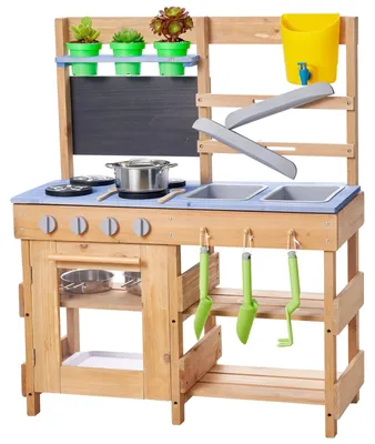 Immagine prodotto di VEVOR Cucina giocattolo, cucina per bambini, cucina giocattolo con fornello, ganci, lavello, paletta da giardinaggio, spatole, manici, pentole e accessori, cucina in legno per bambini dai 3 anni in su, 762x324x914 mm