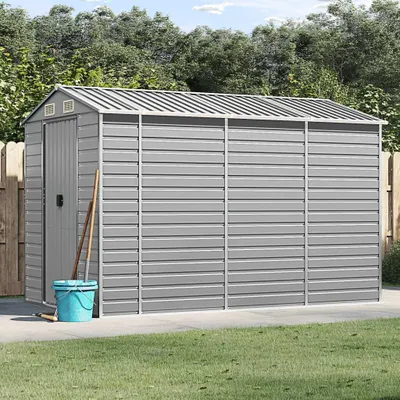 Produktbild von "2026 Promotion" Gartenhaus Hellgrau 191x300x198 cm Verzinkter Stahl - Geräteschuppen CC9995