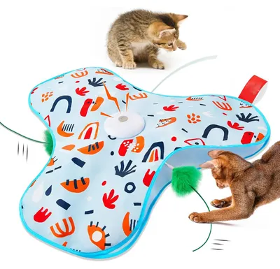 Produktbild von Interaktives Katzenspielzeug Automatisch mit Feder und Geräuschen Versteckspiel USB-aufladbar