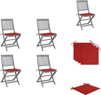 Produktbild von vidaXL Klappbare Gartenstühle 4 Stk. mit Kissen Massivholz Akazie -  Gartenstühle