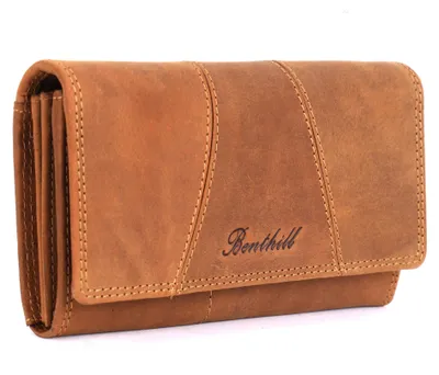 Produktbild von Benthill Portemonnaie Damen Leder - Hochwertige weiche Vintage EchtLeder Damen Geldbörse mit RFID Schutz - Grosse Damenbörse lang - Frauen Portmonee inkl. Geschenkbox